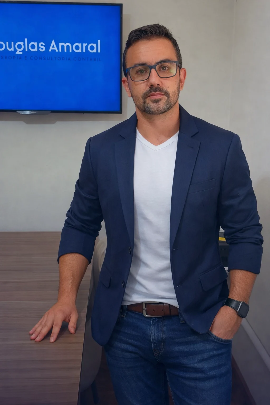 Douglas Amaral, contador responsável, na sala de reunião do escritório